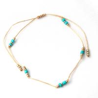 Fashion Jewelry Anklet, Resin, with Polyester Cord, gold color plated, Adjustable & for woman, skyblue, Length:Approx 7.87 Inch, Sold By PC