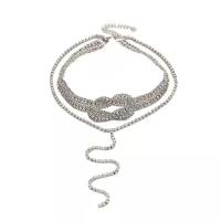 Messing Halskette, mit Verlängerungskettchen von 3.54inch, Platinfarbe platiniert, für Frau & mit Strass, frei von Nickel, Blei & Kadmium, Länge:ca. 10.63 ZollInch, verkauft von PC