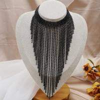 Fashion frynser halskæde, Messing, med 5.91inch extender kæde, for kvinde & med rhinestone, nikkel, bly & cadmium fri, Længde Ca. 11.02 inch, Solgt af PC