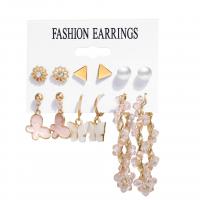 Zinc Alloy Earring Set with Crystal & Plastic Pearl 6 pieces & for woman & with rhinestone nickel lead & cadmium free Sold By Set