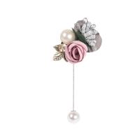 Cloth Brooch, with Plastic Pearl, for woman & with rhinestone, more colors for choice, 90x35mm, Sold By PC