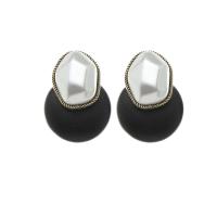 PU Leather Drop Earring, with Plastic Pearl, fashion jewelry & for woman, more colors for choice, 35x25mm, Sold By Pair