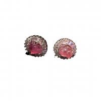 Tourmaline Stud Earring with Zinc Alloy for woman & with rhinestone mixed colors 10-35mm Sold By Pair