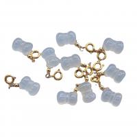 White Chalcedony Pendant with Zinc Alloy Bowknot yellow 10-30mm Sold By PC