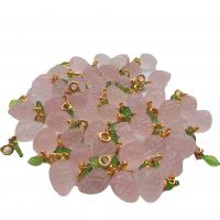 Rose Quartz Pendant, with Plastic & Tibetan Style, Grape, pink, 10-25mm, Sold By PC
