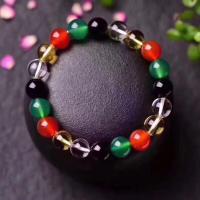 Gemstone Bracelets, Natural Stone, Unisex, mixed colors, 10mm, Length:19 cm, Sold By PC