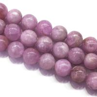 Kunzit Perle, rund, poliert, DIY, violett, verkauft per ca. 39 cm Strang