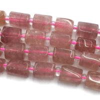 Strawberry Quartz Bead, Rektangel, du kan DIY, rød, 7x8mm, Solgt Per Ca. 39 cm Strand
