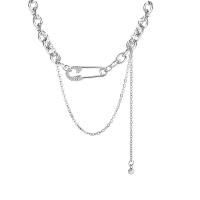Titanium Steel Necklace, with 2.36 extender chain, fashion jewelry & for woman, silver color, 110mm, Length:42 cm, Sold By PC