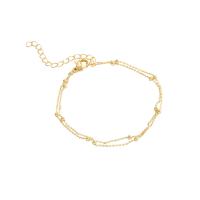 Pulseiras de latão, cobre, with 1.97 extender chain, banhado a ouro genuino, Camada Dupla & joias de moda & para mulher, dourado, comprimento 15.9 cm, vendido por PC