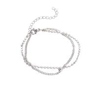 Brass Bracelet & Bangle, with 1.97 extender chain, fashion jewelry & for woman, silver color, Length:15 cm, Sold By PC