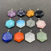Gemstone Pendants Jewelry, Natural Stone, Hexagram, different materials for choice & Unisex & faceted, more colors for choice, 30x9mm, Sold By PC