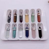 Gemstone Pendants Jewelry Natural Stone with paper box & Iron Conical platinum color plated Unisex mixed colors Approx Sold By Set