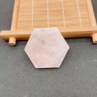 Coupe du tampon, quartz rose, hexagone, unisexe, rose, 50x43mm, Vendu par PC