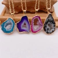 Natural Agate Druzy Pendant Ice Quartz Agate with Brass gold color plated druzy style & Unisex & hollow Sold By PC
