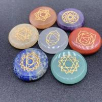 Natural Stone Decoration, Flat Round, Unisex, mixed colors, 25mm, Approx 7PCs/Set, Sold By Set