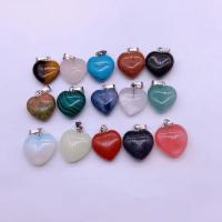 Gemstone Pendants Jewelry, Natural Stone, Heart, different materials for choice & Unisex, more colors for choice, 6x16mm, Sold By PC