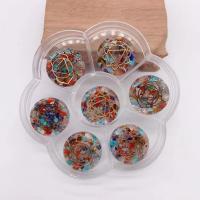 Lampwork Decoration, with Plastic Box & Gemstone, Flat Round, epoxy gel, mixed colors, 100x20mm, Approx 7PCs/Box, Sold By Box