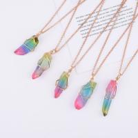 Quartz Necklace, with Iron, with 2.76Inch extender chain, gold color plated, Unisex, multi-colored, 10x35mm, Length:Approx 18.9 Inch, Sold By PC