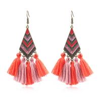 Fashion Fringe Earrings, Tibetan Style, with Caddice, Tassel, antique bronze color plated, vintage & for woman & enamel, more colors for choice, nickel, lead & cadmium free, 25x100mm, Sold By Pair