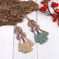 Fashion Fringe Necklace, Tibetan Style, with Velveteen & Caddice, plated, for woman, more colors for choice, nickel, lead & cadmium free, 35x120mm, Length:Approx 29 Inch, Sold By PC