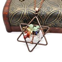 Natural Gemstone Necklace Natural Stone with Brass Hexagram antique copper color plated & Unisex nickel lead & cadmium free 50mm Length Approx 20.47 Inch Sold By PC
