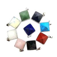 Natural Gemstone Necklace Natural Stone with Brass Pyramidal platinum color plated & for woman nickel lead & cadmium free Length Approx 19.69 Inch Sold By PC