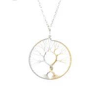 Brass Necklace, Tree, plated, for woman & hollow, mixed colors, nickel, lead & cadmium free, 50mm, Length:Approx 19.69 Inch, Sold By PC