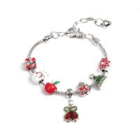Christmas Holiday Bracelet Brass with Zinc Alloy plated & enamel mixed colors nickel lead & cadmium free 10mm Length 18-20 cm Sold By PC