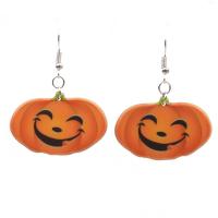 Acrylic Jewelry Earring, with Iron, Pumpkin, silver color plated, Halloween Design & different styles for choice, mixed colors, Sold By Pair