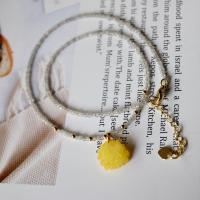 Seed verre collier de perles, perles de rocaille en verre, avec cire d'abeille & laiton, avec 1.97 chaînes de rallonge, Pivoines d'arbre, Placage de couleur d'or, pour femme, couleurs mélangées, Longueur:15.75 pouce, Vendu par PC