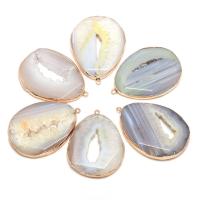 Natural Agate Druzy Pendant White Agate with Brass Teardrop gold color plated fashion jewelry Sold By PC