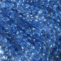 кианит Бусины, Плоская круглая форма, DIY & граненый, голубой, 6mm, Продан через 14.96 дюймовый Strand