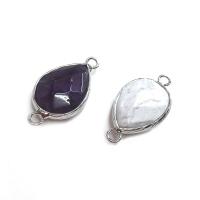 Gemstone Connector, Howlite, with Amethyst, Teardrop, silver color plated, DIY & faceted, more colors for choice, 15x26mm, Sold By PC