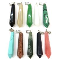 Gemstone Pendants Jewelry with Brass Conical silver color plated Sold By PC