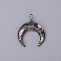 Shell Pendants, with Brass, Horn, plated, DIY, more colors for choice, 35mm, Sold By PC