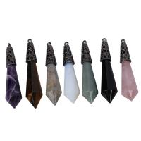 Gemstone Pendants Jewelry, with Tibetan Style, gun black plated, DIY, more colors for choice, 16.80x69mm, Sold By PC