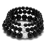 Gemstone Bracelets Obsidian Round Unisex Length Approx 7 Inch Sold By PC