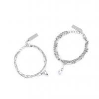 Couple Bracelet and Bangle, Tibetan Style, Heart, platinum color plated, with magnetic & for couple, nickel, lead & cadmium free, Length:Approx 8.2 Inch, Approx 7 Inch, Sold By Set