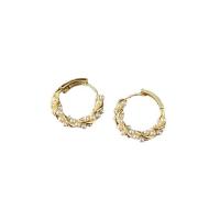 Messing Huggie Hoop Earring, met Plastic Pearl, Geometrisch Patroon, gold plated, mode sieraden & voor vrouw, nikkel, lood en cadmium vrij, 18mm, Verkocht door pair