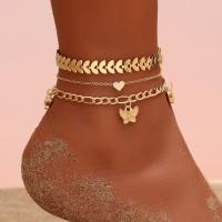 Tibetan Style Anklet, with 1.96 inch extender chain, Butterfly, gold color plated, 3 pieces & for woman, Length:Approx 7.87 Inch, Sold By Set