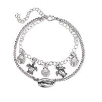 Zinc Alloy Anklet platinum color plated Double Layer & for woman Length Approx 9.05 Inch Sold By PC