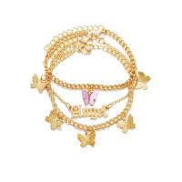 Tibetan Style Anklet, with Acrylic, with 1.96 inch extender chain, gold color plated, 3 pieces & for woman, more colors for choice, Length:Approx 7.87 Inch, Sold By Set