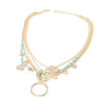 Tibetan Style Anklet, with 1.96 inch extender chain, gold color plated, 4 pieces & for woman & with rhinestone, 16cm,20cm, Sold By Set