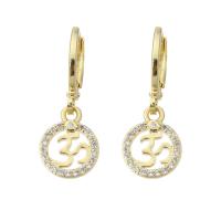 Cubic Zirconia Micro Pave Brass Earring, gold color plated, micro pave cubic zirconia & for woman & hollow, 35mm, Sold By Pair