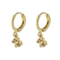 Brass Huggie Hoop Drop Earring, Butterfly, gold color plated, micro pave cubic zirconia & for woman, 21.50mm, Sold By Pair
