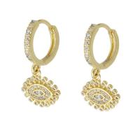 Cubic Zirconia Micro Pave Brass Earring gold color plated micro pave cubic zirconia & for woman 24mm Sold By Pair