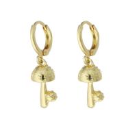 Cubic Zirconia Micro Pave Brass Earring, mushroom, gold color plated, micro pave cubic zirconia & for woman, 28mm, Sold By Pair