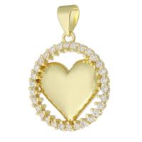 Cubic Zirconia Micro Pave Brass Pendant, gold color plated, micro pave cubic zirconia & hollow, 17.50x20x2mm, Hole:Approx 3mm, Sold By PC
