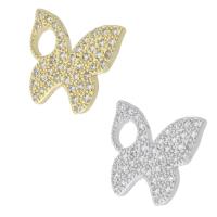 Cubic Zirconia Micro Pave Brass Pendant, Butterfly, plated, micro pave cubic zirconia, more colors for choice, 15.50x14x2mm, Sold By PC